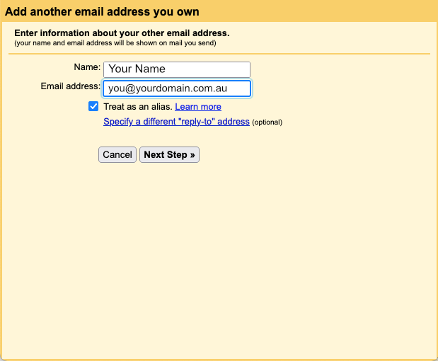 Linking domain to Gmail step 4